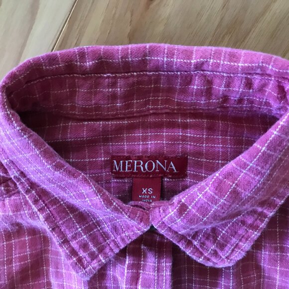 Bleached Flannel Shirt, Size XS: Upcycled Painted Fancy Lady Portrait - Picture 6 of 12